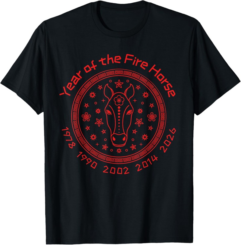 中国の旧正月 火馬年 2026 Tシャツ クルーネック 半袖 - Street Fashion In Chinese のレビューと価格