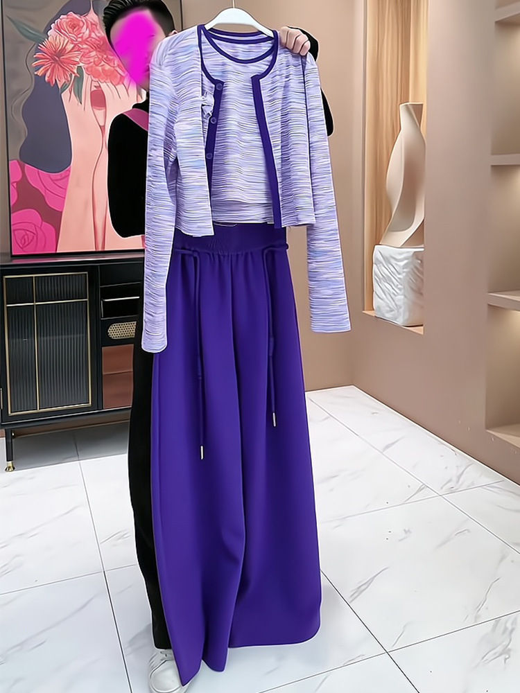 おしゃれなワイドレッグパンツセット レディース 秋服 カーデ - Street Fashion Online のレビューと価格