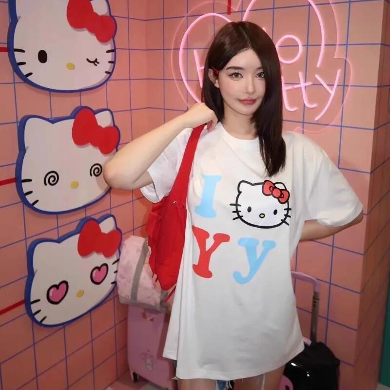 半袖サンリオ夏用純綿ユニセックスTシャツハローキティトレンデ - Street Summer Fashion のレビューと価格
