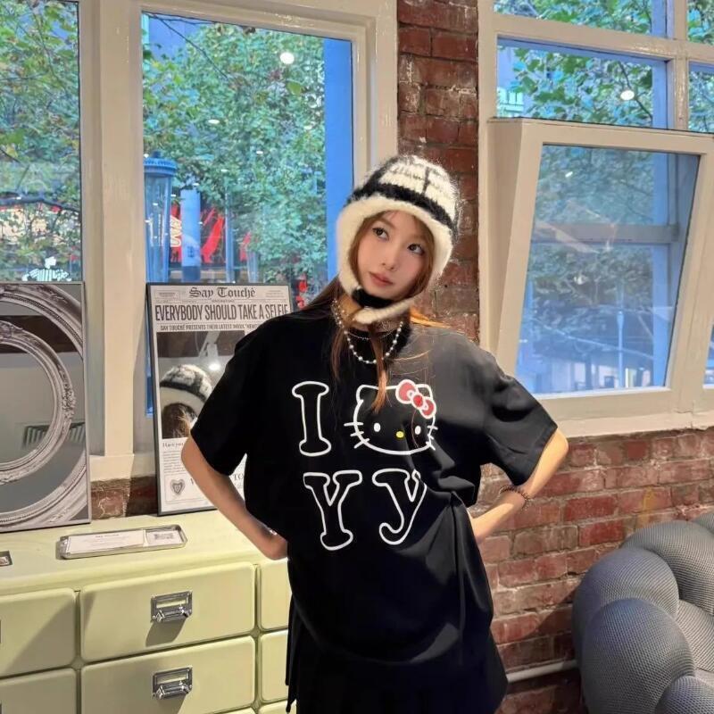 半袖サンリオ夏用純綿ユニセックスTシャツハローキティトレンデ - Street Summer Fashion のレビューと価格