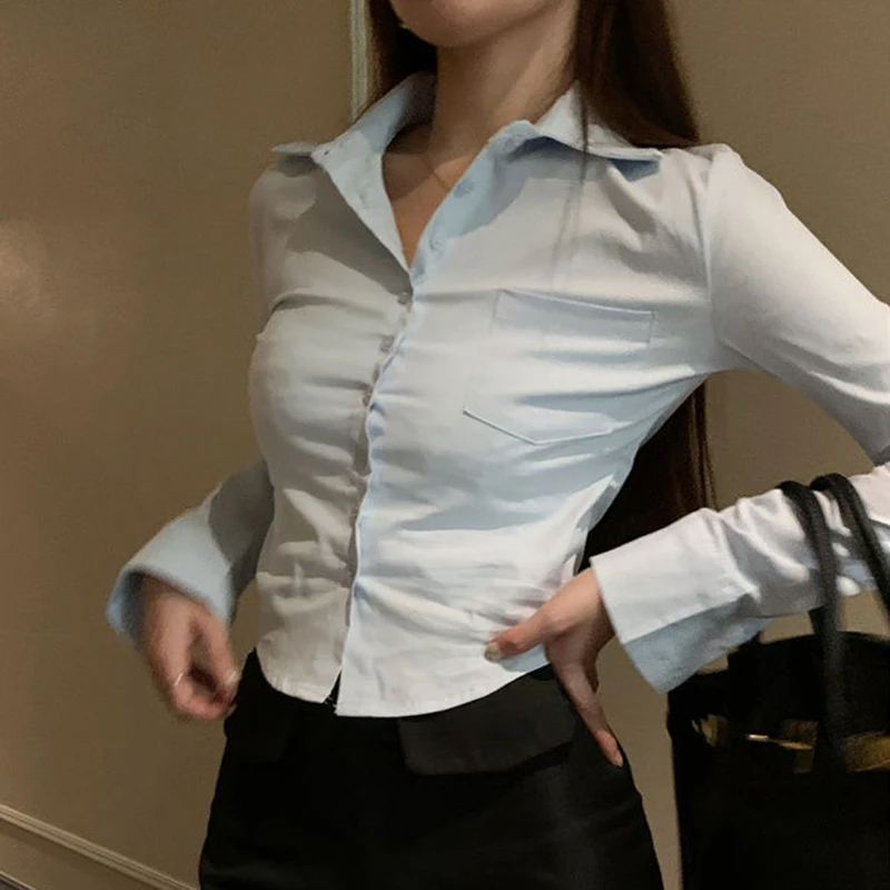 エレガントな女性用韓国風シャツ＆ブラウス Y2K セクシー  - Street Fashion In Korea のレビューと価格