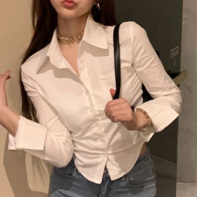 エレガントな女性用韓国風シャツ＆ブラウス Y2K セクシー  - Street Fashion In Korea のレビューと価格