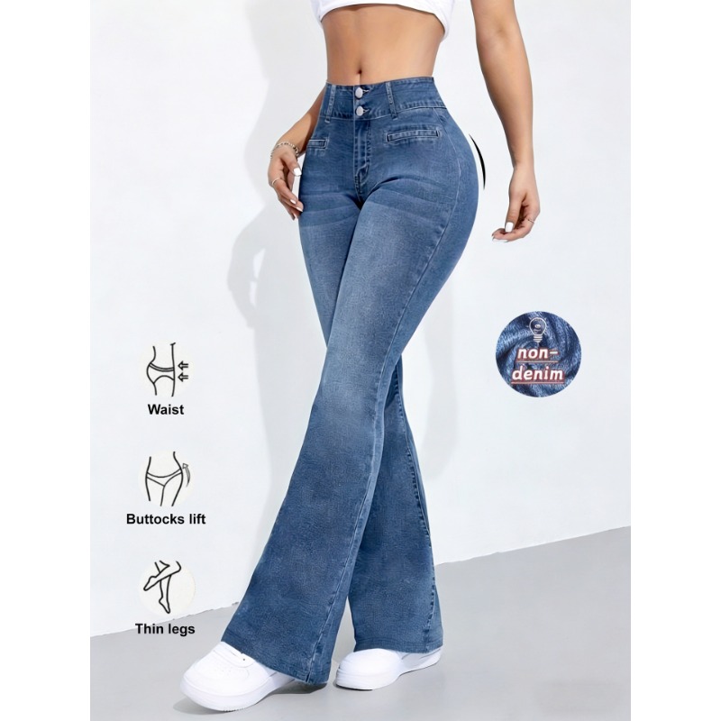 新しい女性用イミテーションデニムフレアパンツ、ヨーロッパアメ - Street Fashion Shanghai のレビューと価格