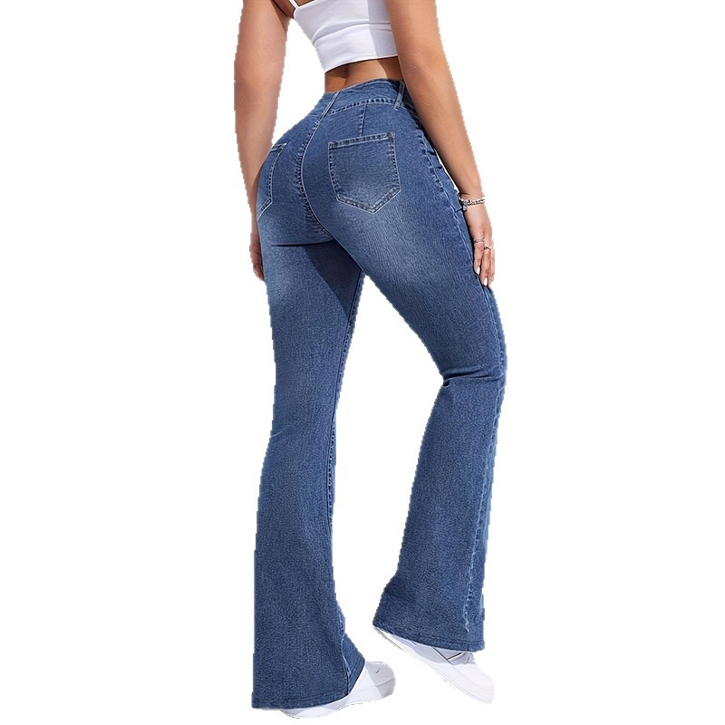 新しい女性用イミテーションデニムフレアパンツ、ヨーロッパアメ - Street Fashion Shanghai のレビューと価格