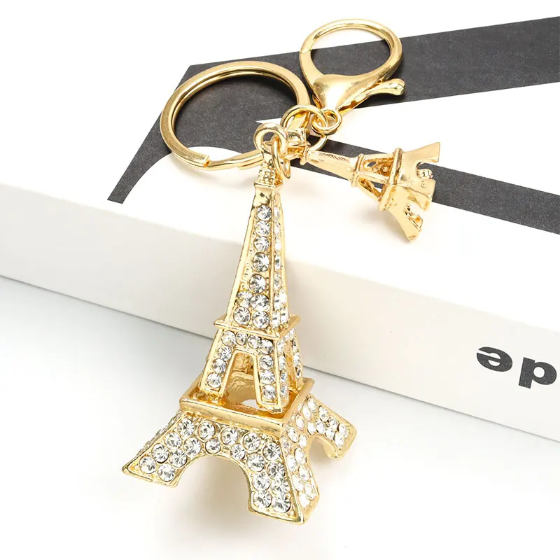 洗練されたエッフェル塔スタイリングラインストーンキーホルダー - Street Fashion Paris のレビューと価格