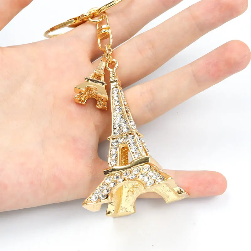 洗練されたエッフェル塔スタイリングラインストーンキーホルダー - Street Fashion Paris のレビューと価格