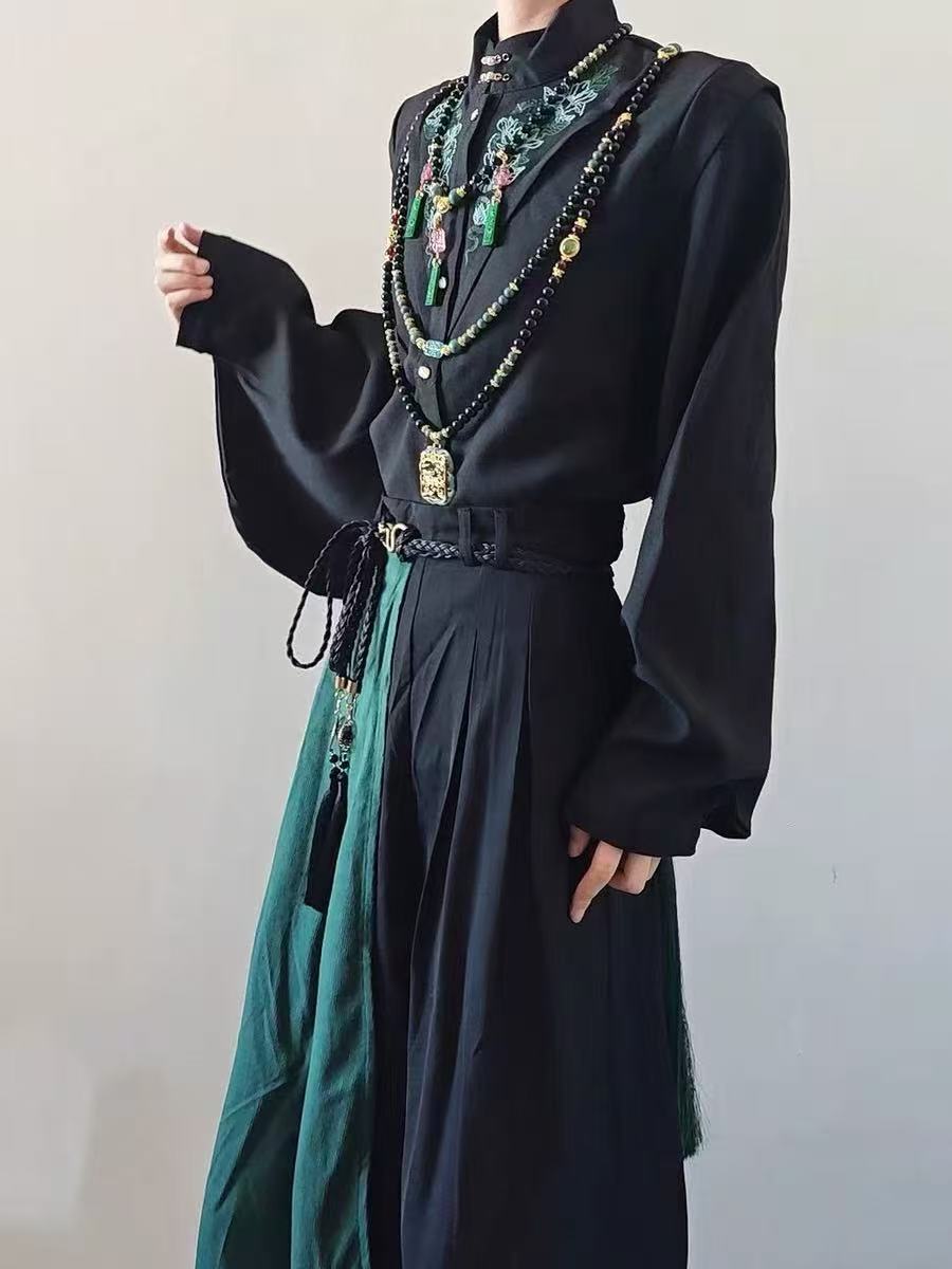 新しい中国風バイセックススーツ男性女性ダックブラック刺繍トッ - Street Fashion In Chinese のレビューと価格