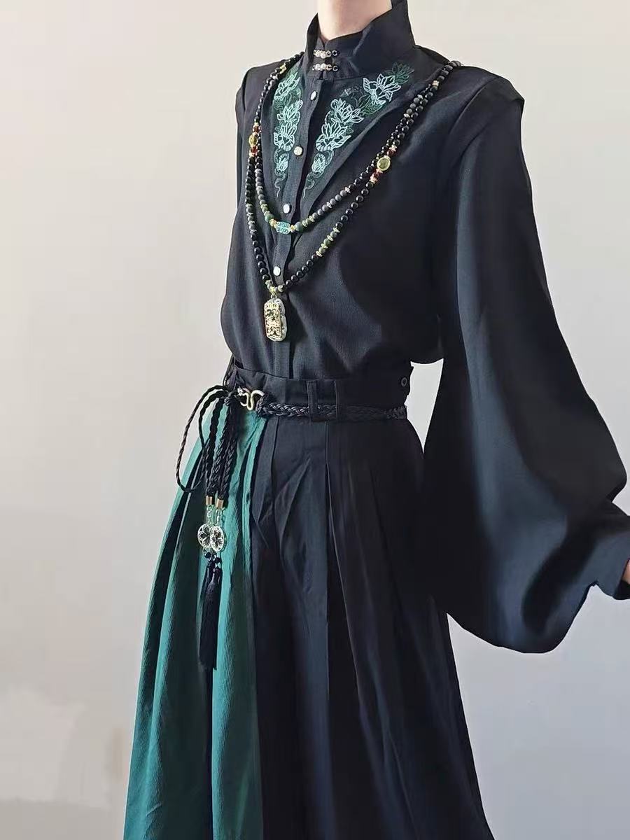 新しい中国風バイセックススーツ男性女性ダックブラック刺繍トッ - Street Fashion In Chinese のレビューと価格