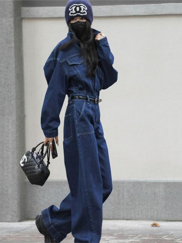 ストリートデニムジーンズジャンプスーツ女性のための長袖ロンパ - Street Fashion Jeans Women のレビューと価格