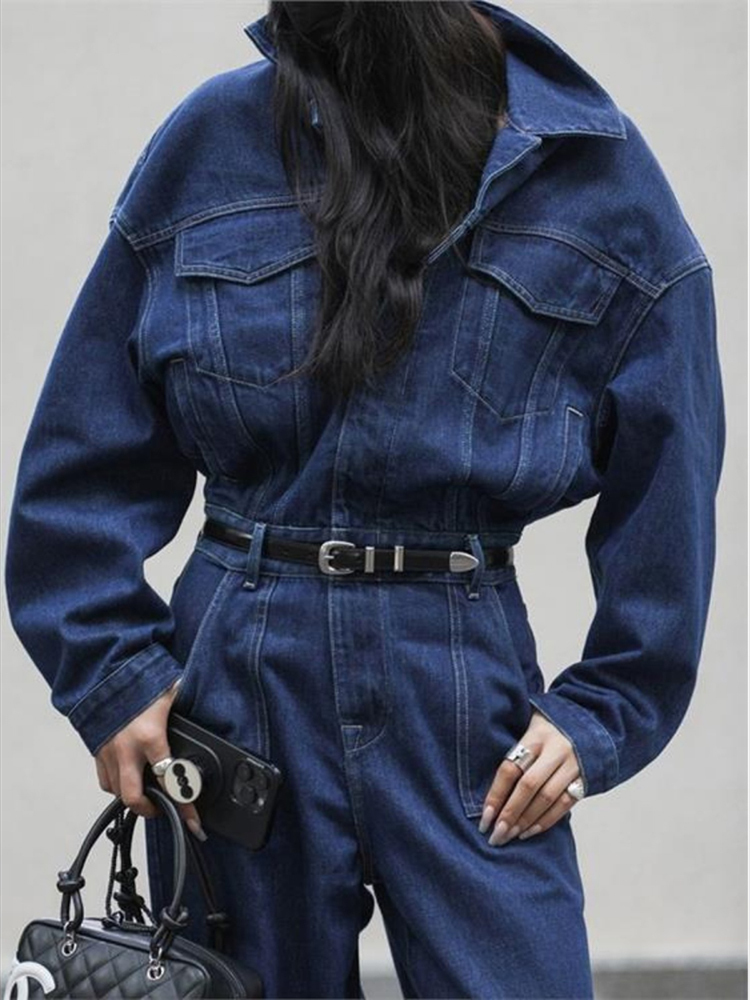 ストリートデニムジーンズジャンプスーツ女性のための長袖ロンパ - Street Fashion Jeans Women のレビューと価格